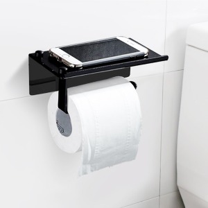 스텐 욕실 화장실 휴지걸이 선반 거치대형 휴지케이스 (블랙/실버/크롬)